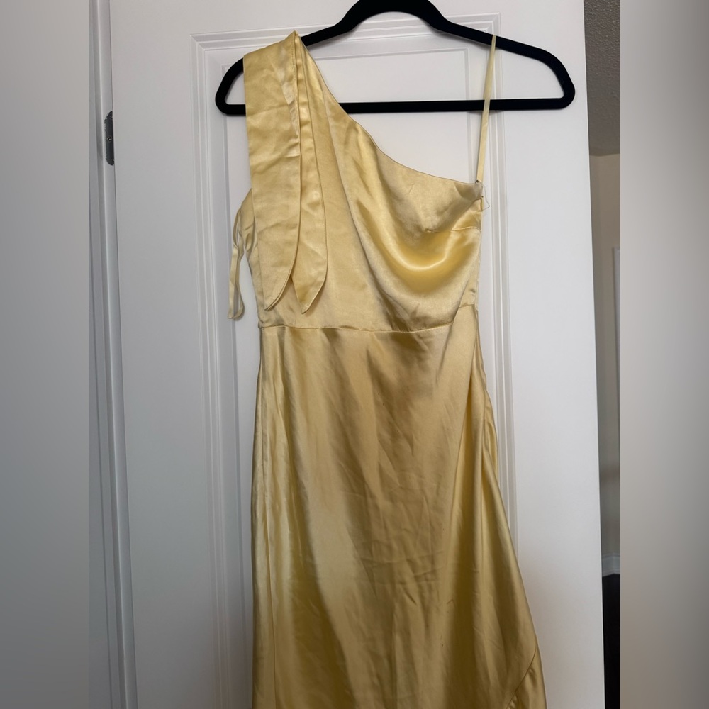 SOLD Hello Molly - Elegant One Shoulder Butter Yellow Dress